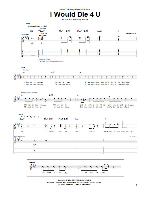 Product gallery: Page 1 of 1 I Would Die 4 U, Prince