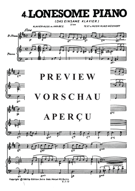 Produktgalerie: Seite 4 von 4 Lonesome Piano, 	, Klavier und Stimme in B