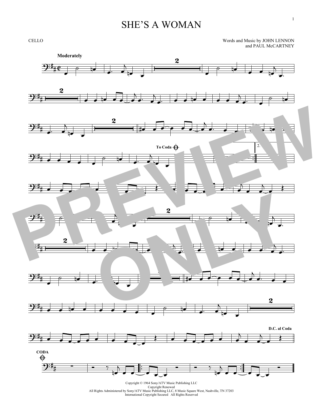 Produktgalerie: Seite 1 von 1 She's A Woman, The Beatles, Violoncello