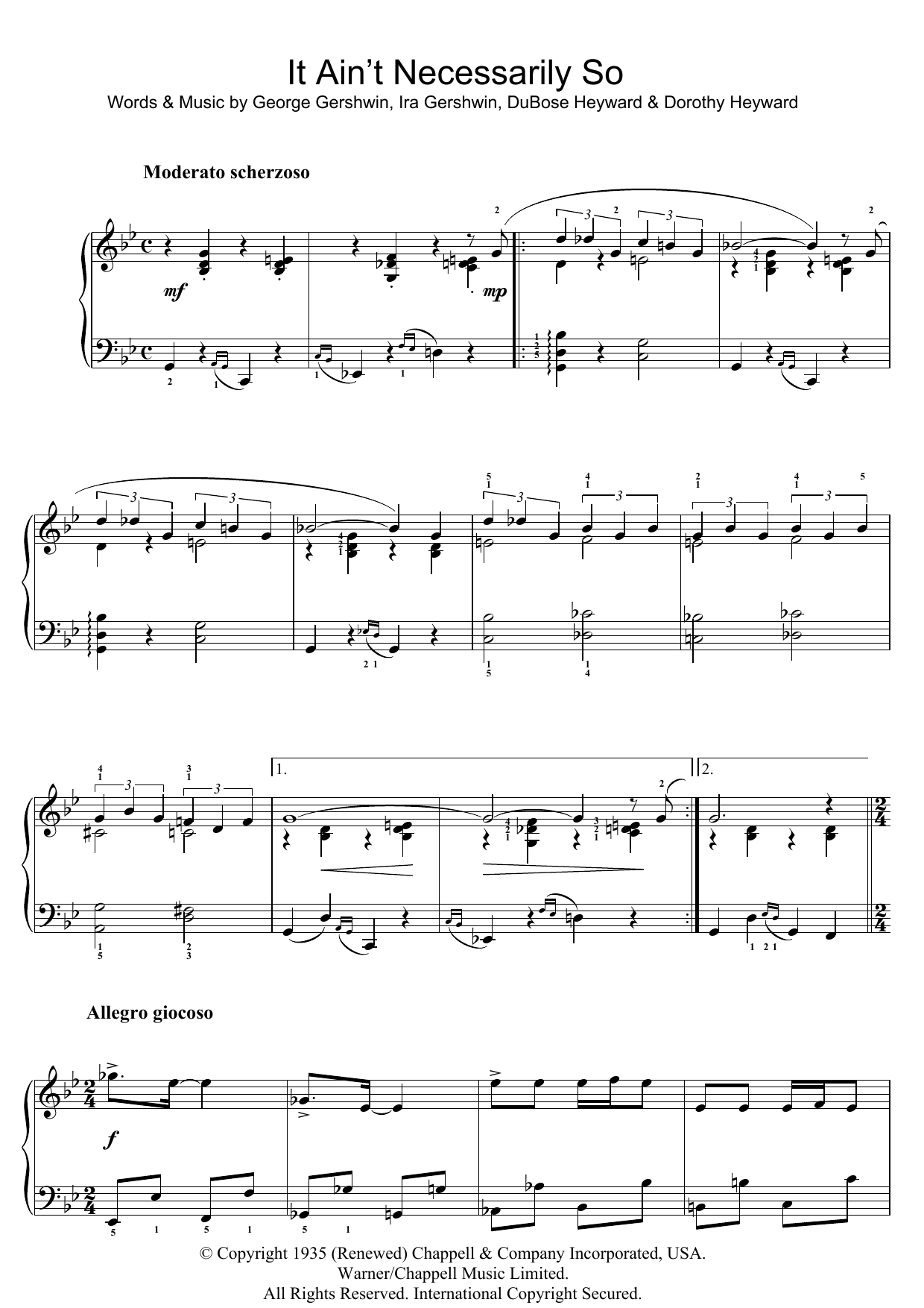 Product picture to: It Ain't Necessarily So (from Porgy And Bess)
