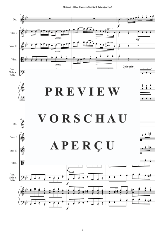 Product gallery: Page 3 of 11 Concerto No.3 in B-Dur Op.7, , Solo Oboe, String Ensemble, and Harpsichord (Bc)