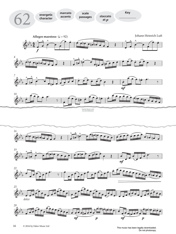 Product gallery: Page 1 of 1 Study No.62 'Allegro Maestoso' (from 'More Graded Studies For Saxophone Book Two'), Johann Heinrich Luft