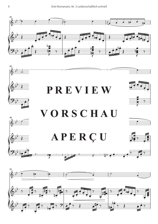 gallery: Drei Romanzen, Nr. 3 Leidenschaftlich schnell - op. 22 III, Joseph Joachim freundschaftlichst gewidmet , , (Violine + Klavier)