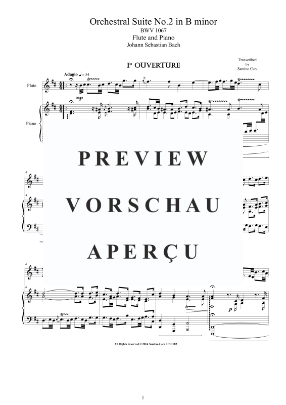 Produktgalerie: Seite 2 von 11 Orchester Suite Nr. 2 in H-Moll BWV 1067, , Querflöte und Klavier - Piano Version