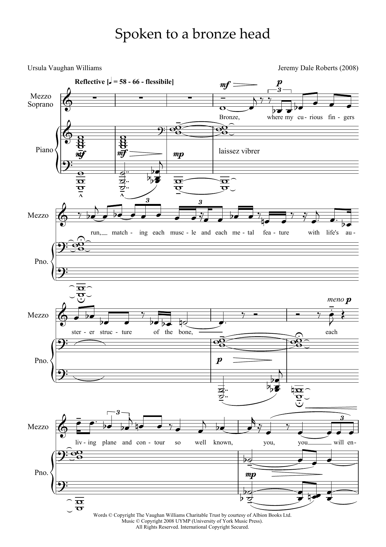 Produktbild zu: Spoken to a Bronze Head (for mezzo-soprano and piano)