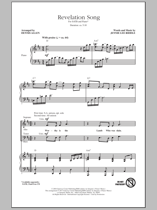 Produktgalerie: Seite 1 von 1 Revelation Song, Dennis Allen, Chor
