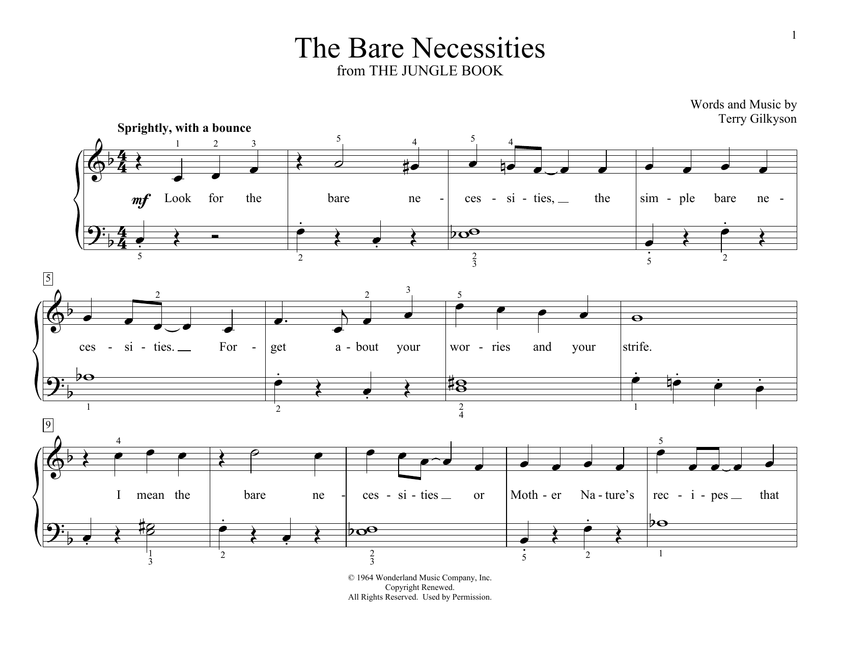 Product picture to: The Bare Necessities (from Disney's The Jungle Book) (arr. Christopher Hussey)