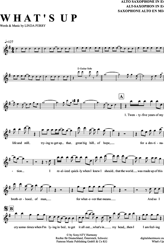 Product gallery: Page 1 of 4 What´s Up , 4 Non Blondes, Alto Saxophone