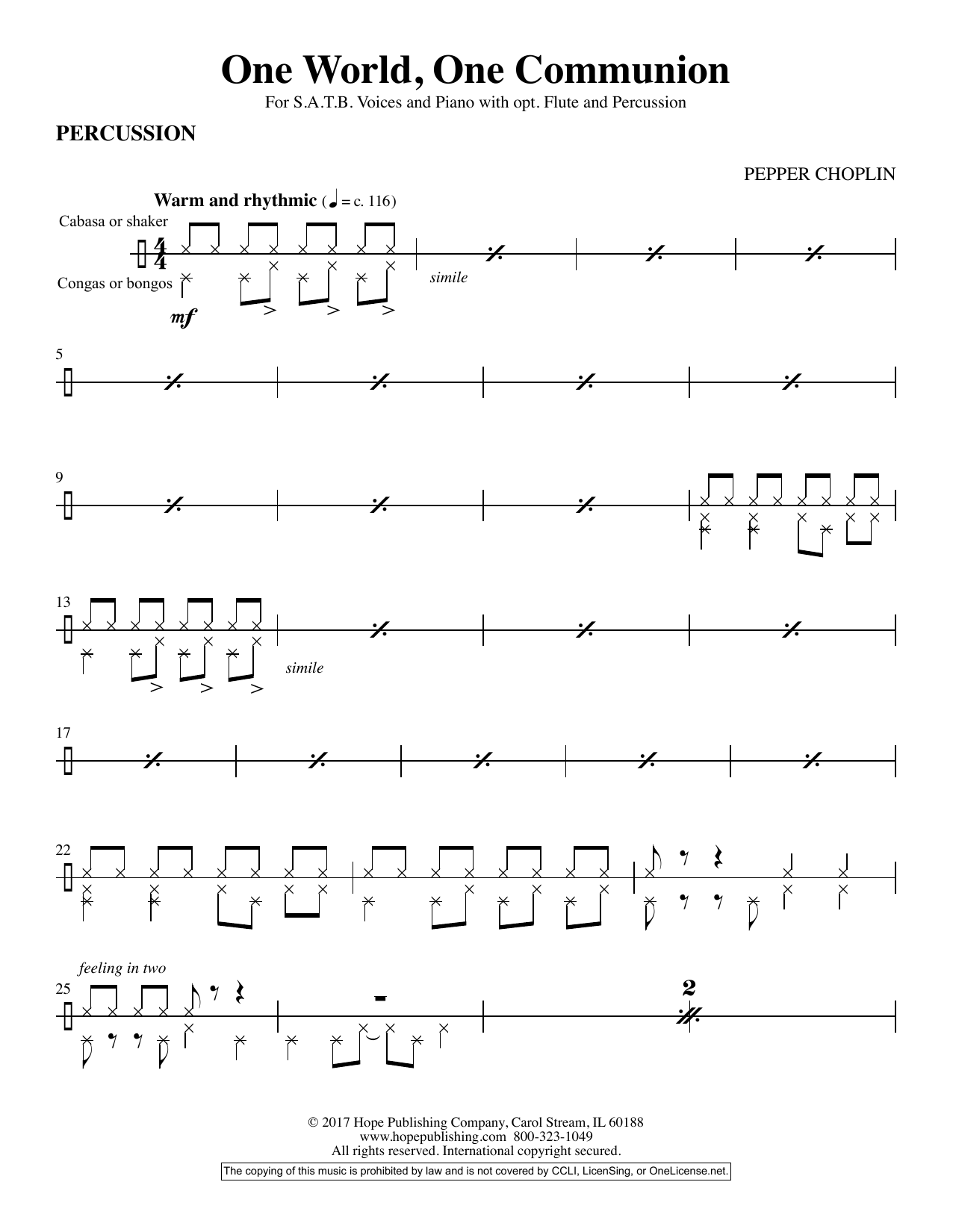 Produktgalerie: Seite 1 von 1 One World, One Communion - Percussion, Pepper Choplin, Chor