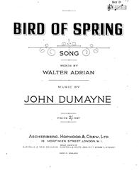 cover: Bird Of Spring, John Dumayne, Gesang, Klavier