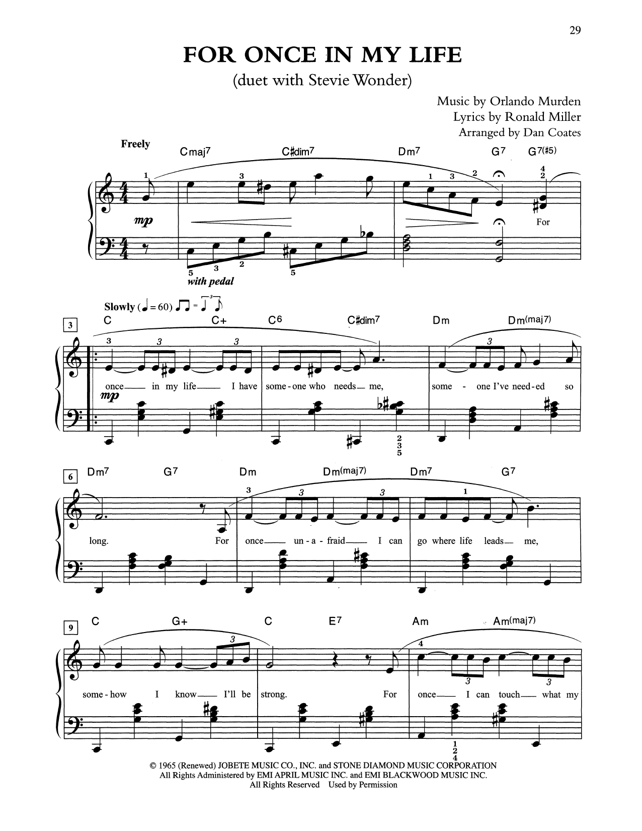 Produktbild zu: For Once In My Life (arr. Dan Coates)
