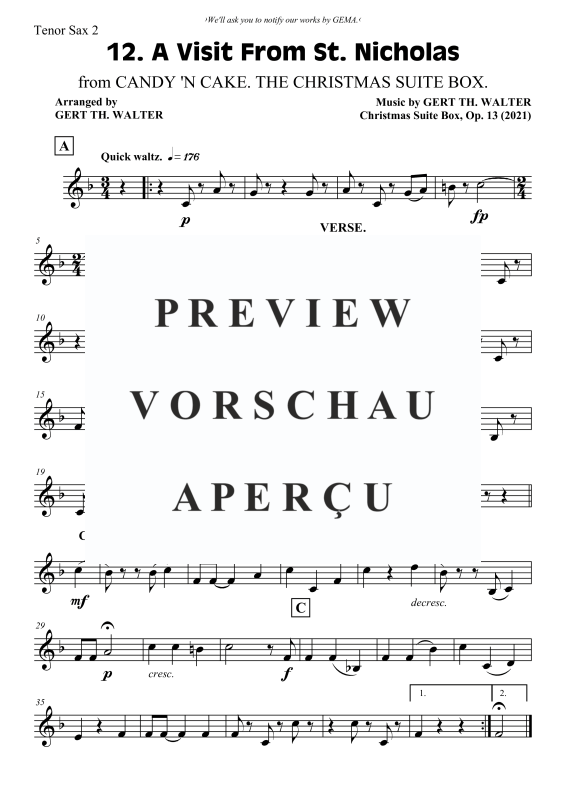 Produktgalerie: Seite 8 von 9 A Visit From St. Nicholas, , Saxophon Trio A/S A/T T/B