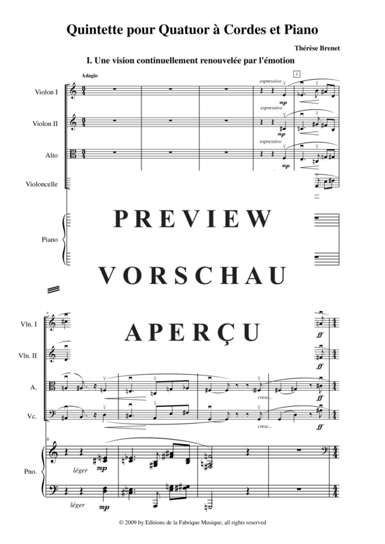 Produktgalerie: Seite 4 von 21 Quintette , , (Streicherquartett + Klavier)