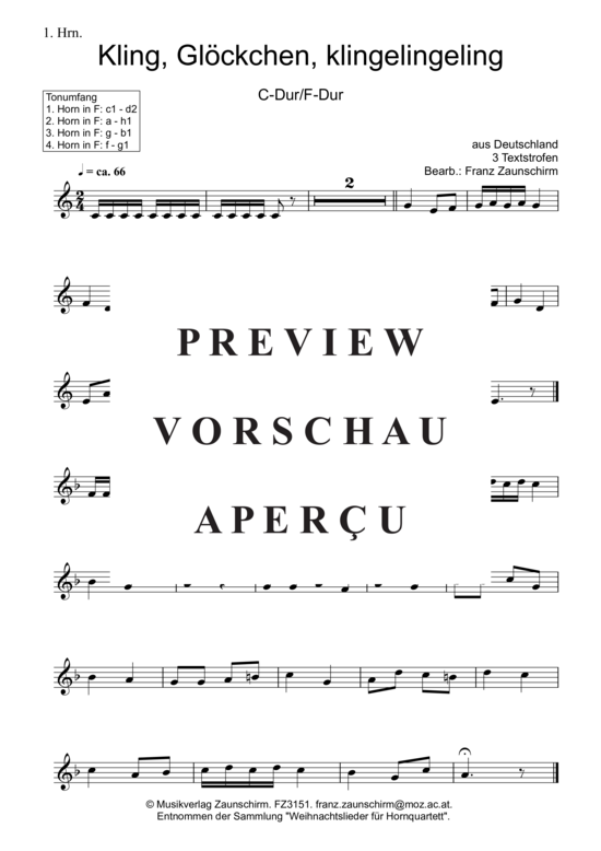 Produktgalerie: Seite 3 von 6 Kling, Glöcklein kling , , (Horn-Quartett)