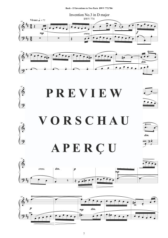 Produktgalerie: Seite 8 von 11 Inventionen und Sinfonien für zwei und drei Stimmen, , Klavier Solo - aus dem Klavierbüchlein von Wilhelm Friedemann Bach