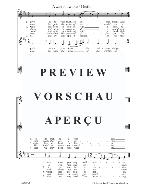 Produktgalerie: Seite 5 von 5 Awake, awake (The Year Cycle, Op.5, No.40), , Frauenchor SSA