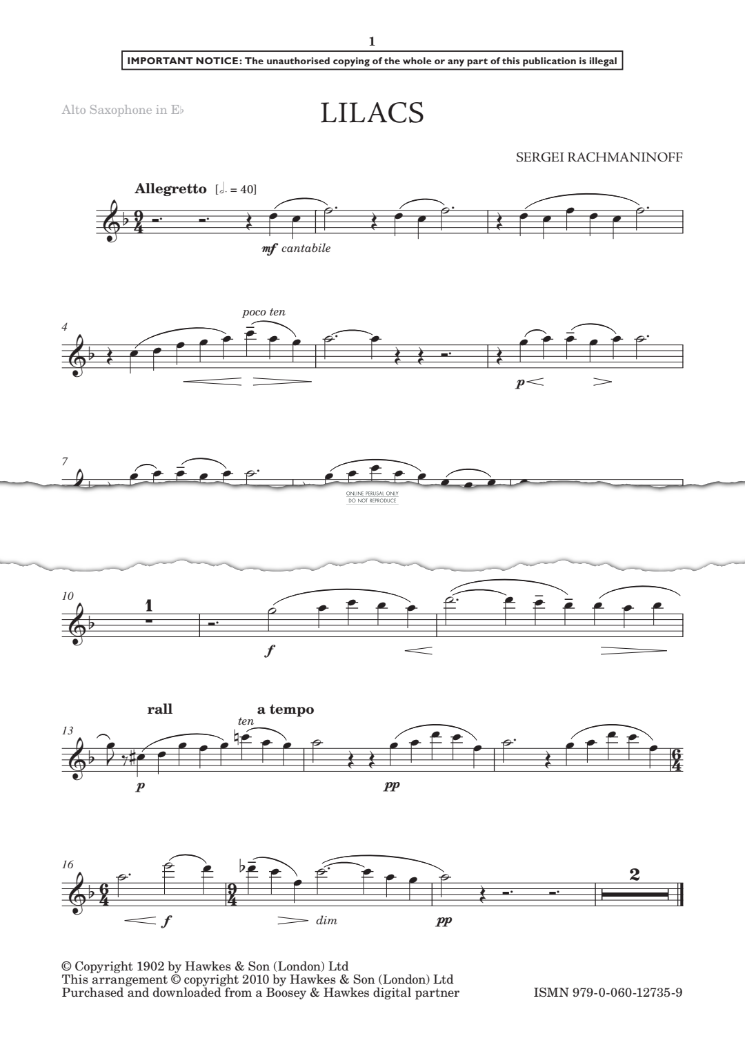 Produktgalerie: Seite 1 von 1 Lilacs, Sergei Rachmaninoff, Klavier, Saxophon