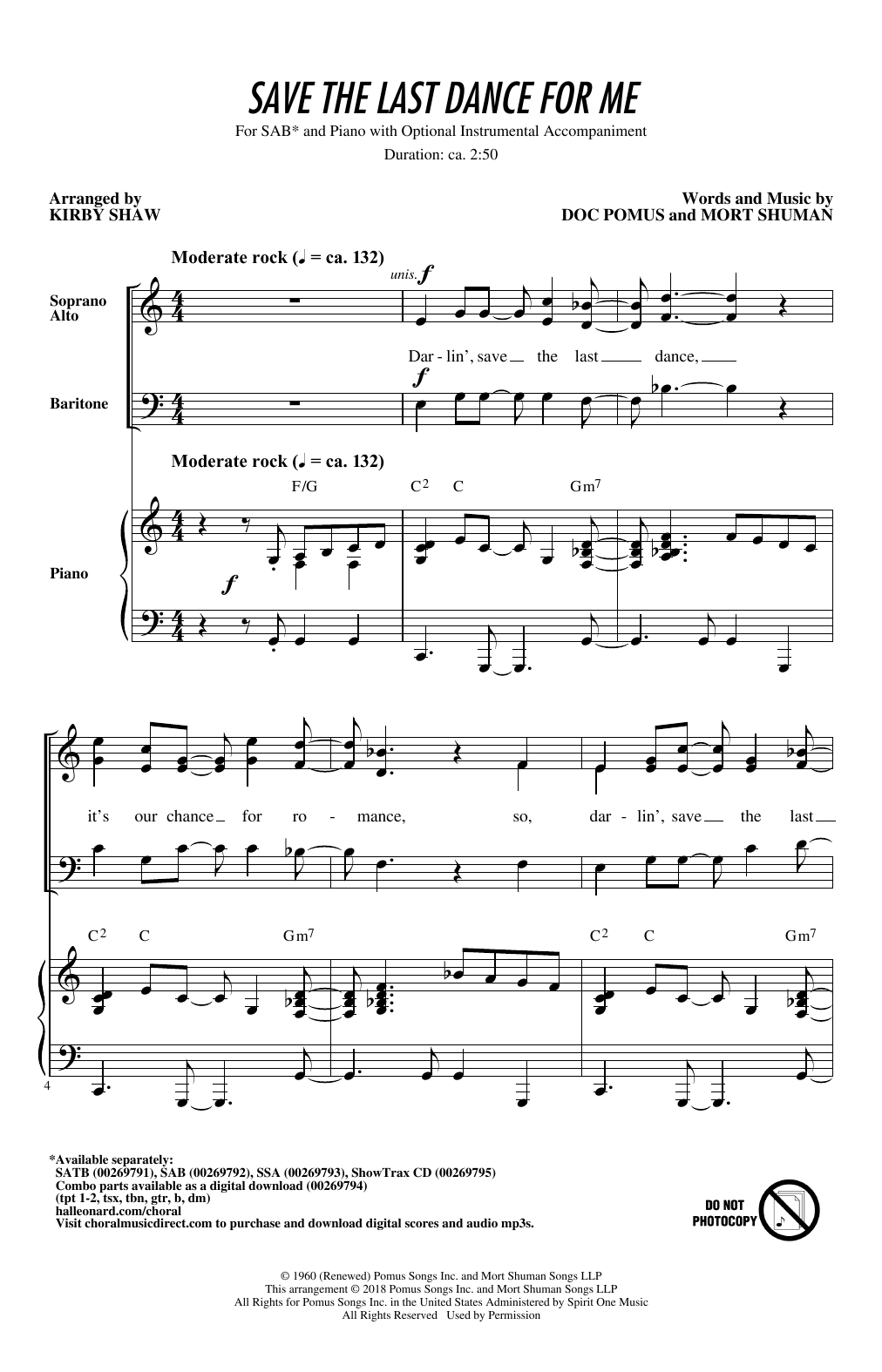 Produktbild zu: Save The Last Dance For Me (arr. Kirby Shaw)