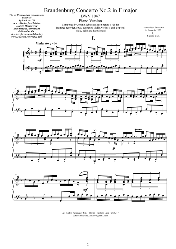 Product picture to: Brandenburg Concerto No. 2 in F major BWV 1047Johann Sebastian Bach