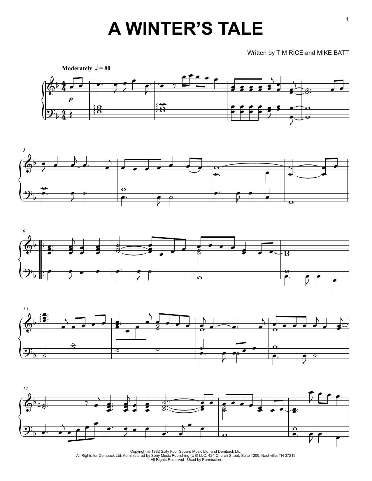 Produktgalerie: Seite 1 von 1 A Winter's Tale, Mike Batt, Klavier