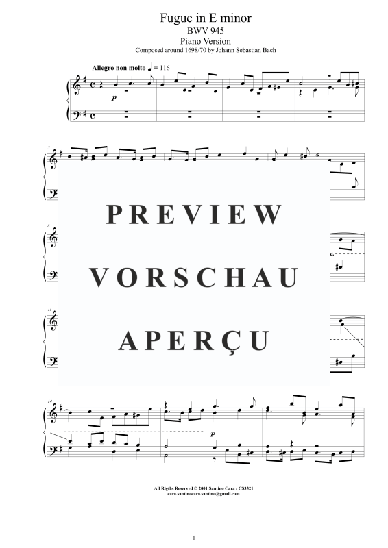Produktgalerie: Seite 2 von 5 Fuge in E-Moll BWV 945 - Piano Version, , Klavier Solo