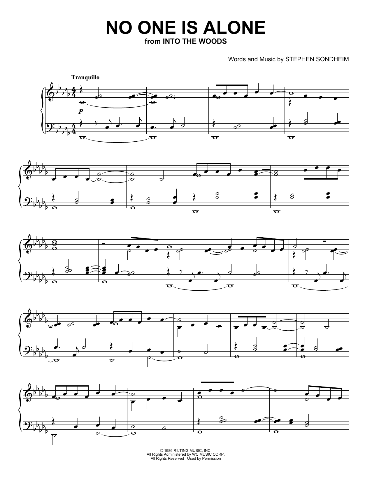 Produktbild zu: No One Is Alone - Part I (from Into The Woods) (Peaceful Piano Solo)