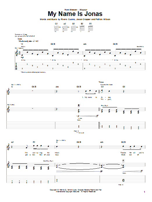 Product gallery: Page 1 of 1 My Name Is Jonas, Weezer