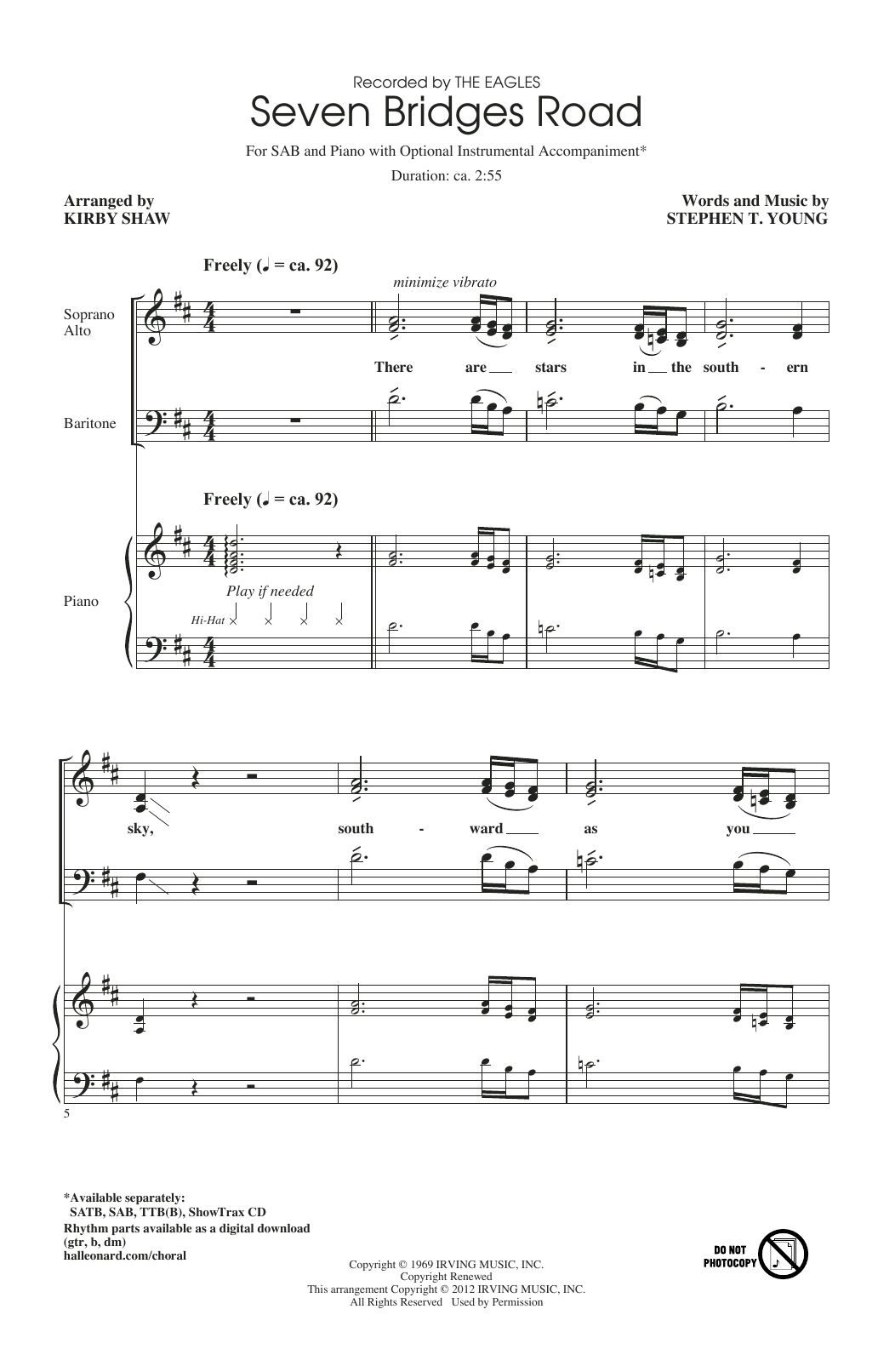 Produktbild zu: Seven Bridges Road (arr. Kirby Shaw)