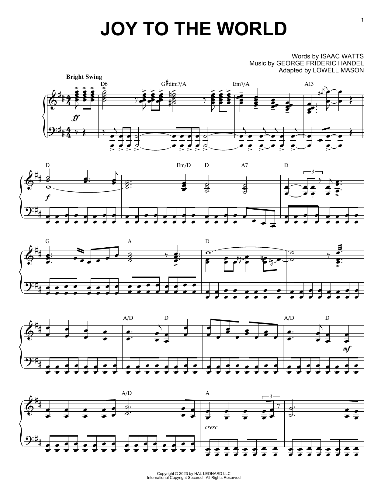 Produktbild zu: Joy To The World [Boogie Woogie version] (arr. Brent Edstrom)