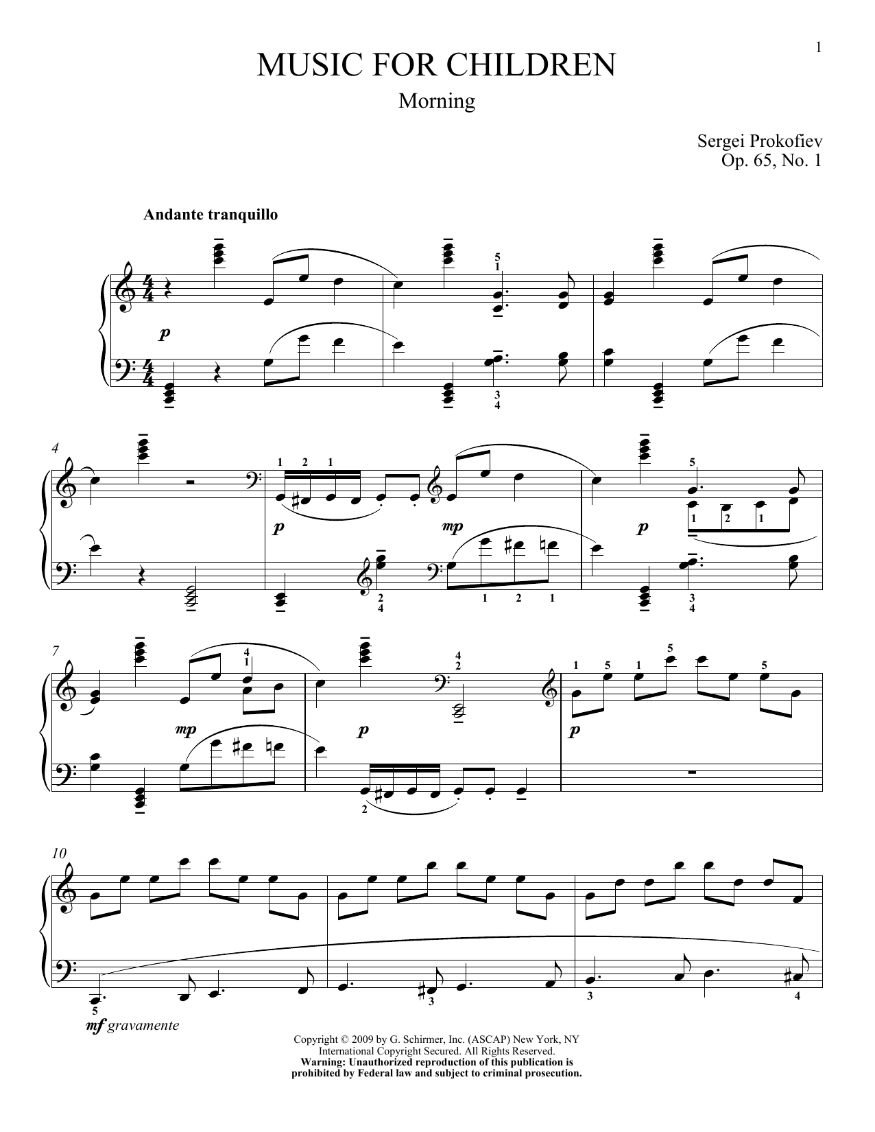 Product gallery: Page 1 of 1 Morning, Sergei Prokofiev