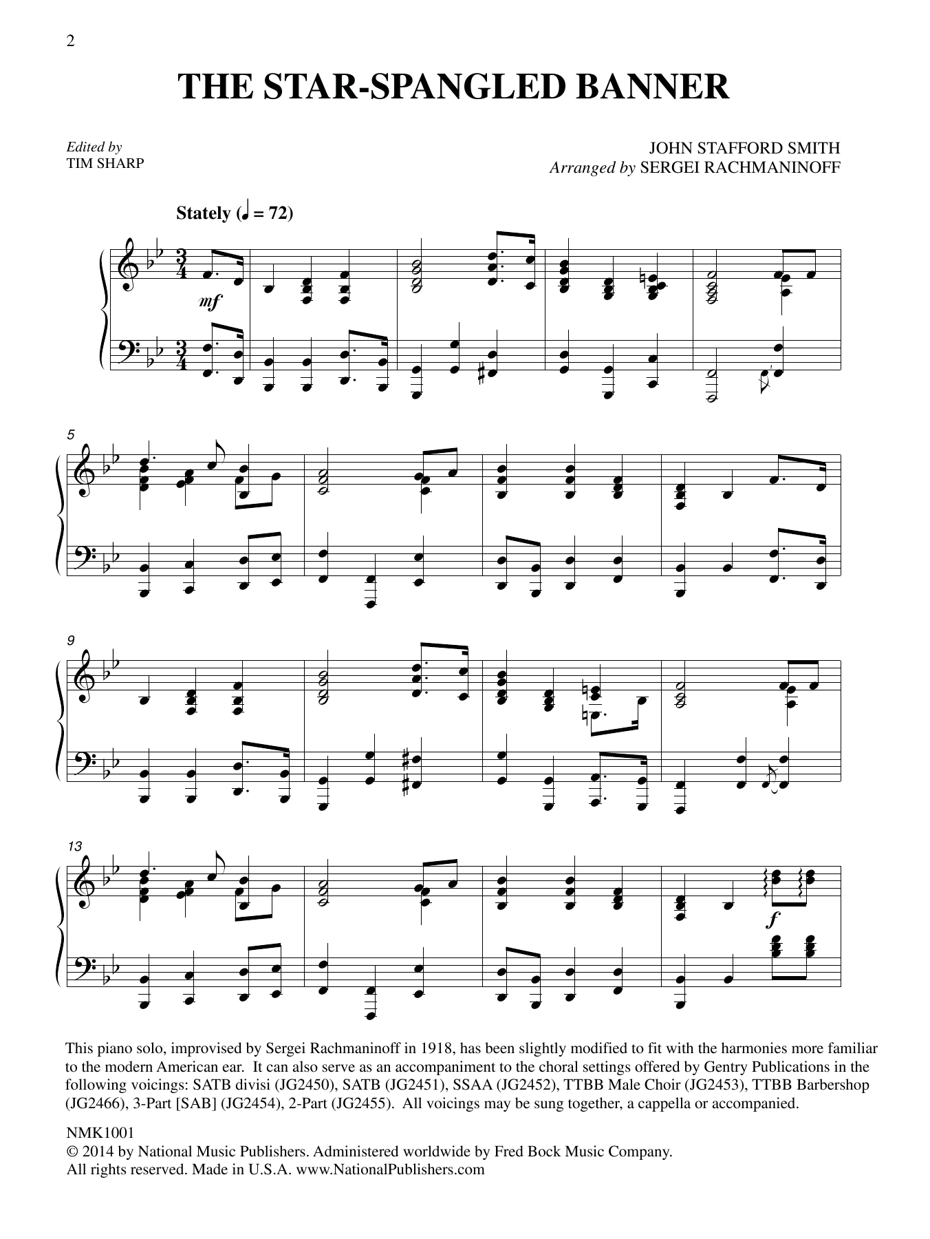 Produktbild zu: The Star-Spangled Banner (arr. Sergei Rachmaninoff) (ed. Tim Sharp)