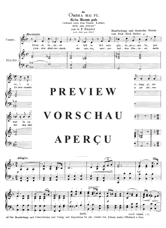 Product gallery: Page 2 of 3 Ombra mai fu, Sieber Ferdinand, High Voice and Piano