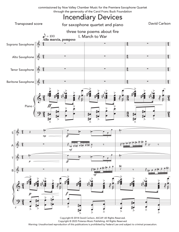 gallery: Incendiary Devices, , (Saxophon Quartett und Klavier)