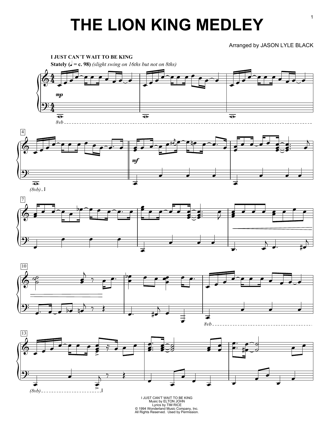 Product gallery: Page 1 of 1 Lion King Medley (arr. Jason Lyle Black), Elton John & Tim Rice