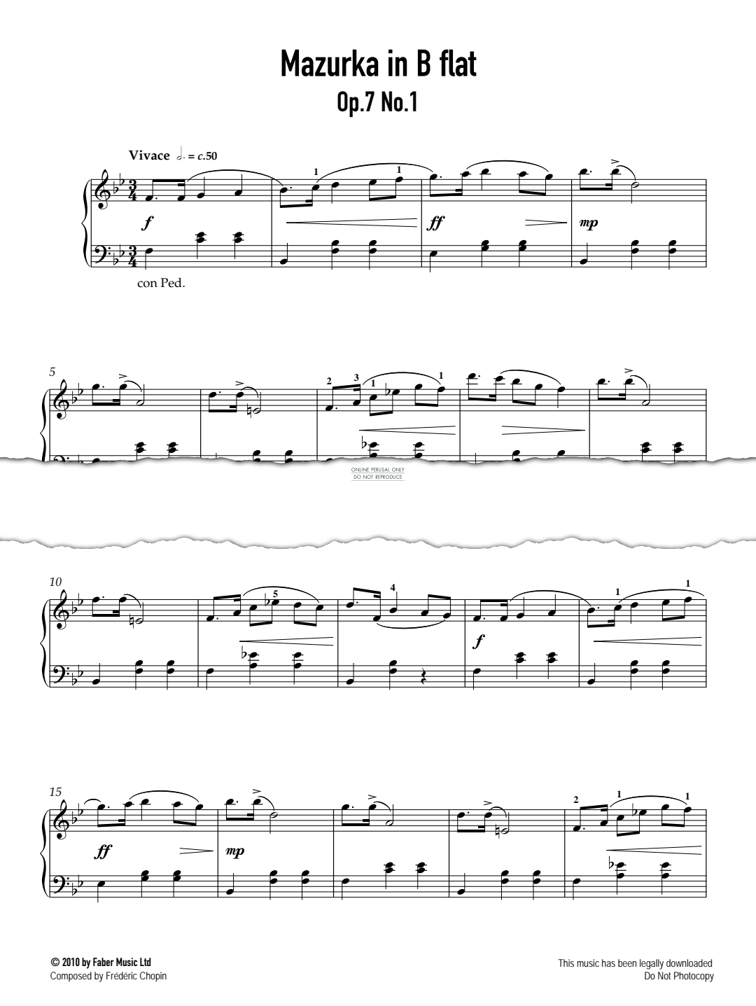 Product picture to: Mazurka in B Flat Op.7 No. 1