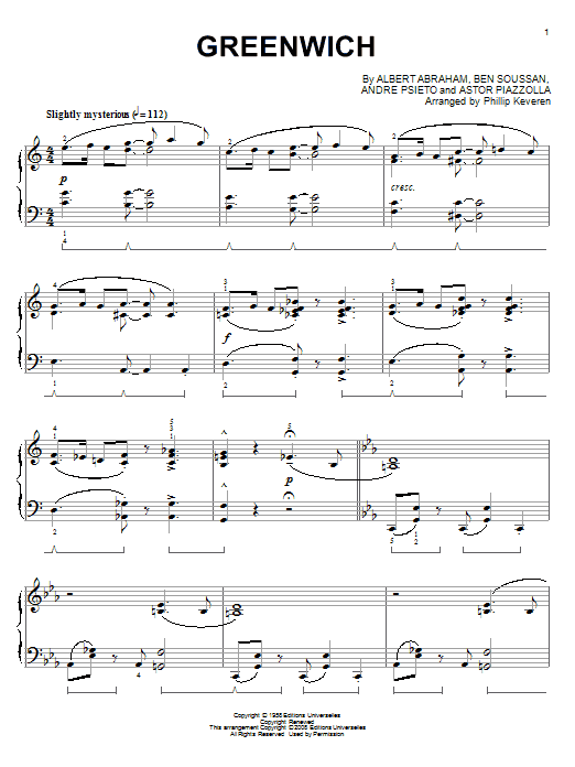 Product gallery: Page 1 of 1 Greenwich (arr. Phillip Keveren), Astor Piazzolla