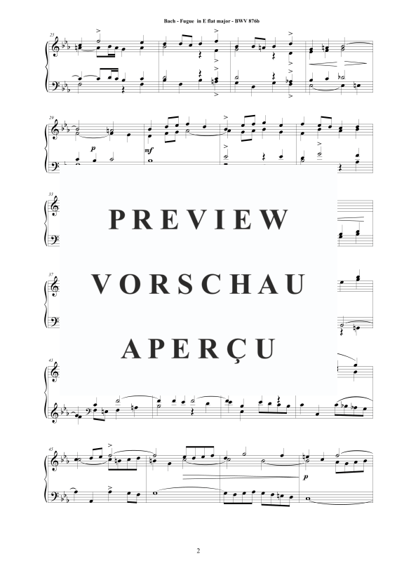 Produktgalerie: Seite 3 von 4 Fuge in Es-Dur BWV 876b - Piano Version, , Klavier Solo