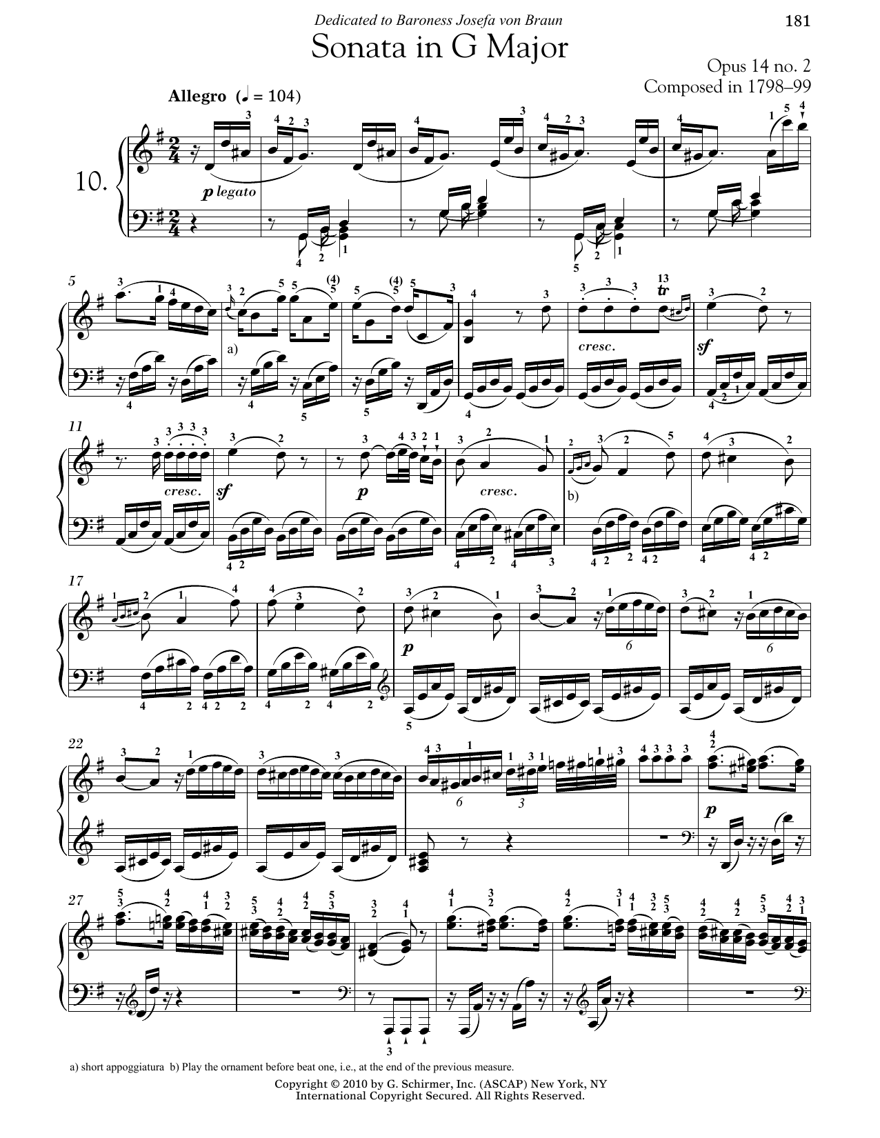 Product gallery: Page 1 of 1 Piano Sonata No. 10 In G Major, Op. 14, No. 2, Ludwig Van Beethoven