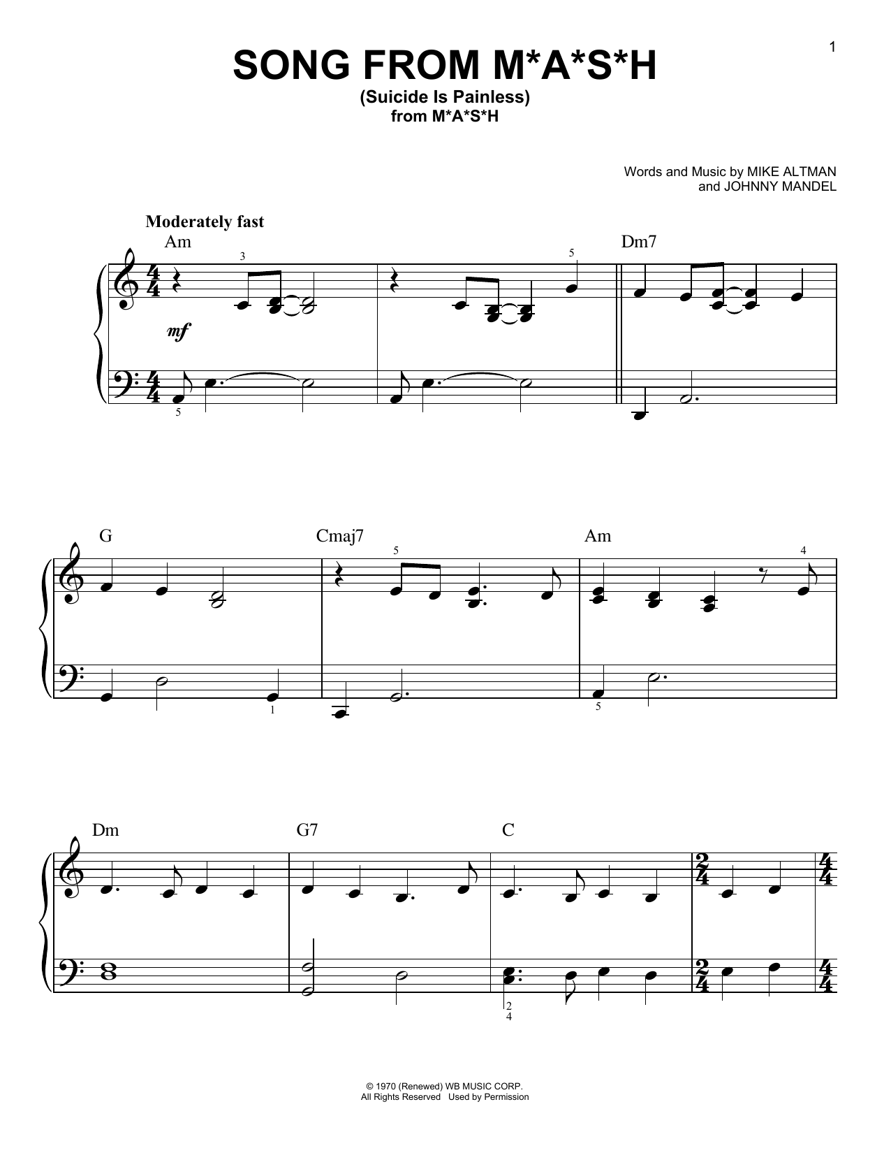Product picture to: Song From M*A*S*H (Suicide Is Painless)