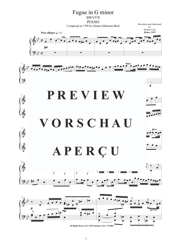 Product gallery: Page 2 of 5 Fugue in G minor BWV 578, , Solo Piano