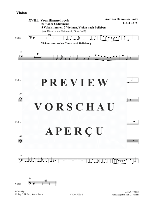 Produktgalerie: Seite 6 von 10 Vom Himmel hoch (Einzelstimmen), , Gemischtes Ensemble 2 Violinen, Violon und BC