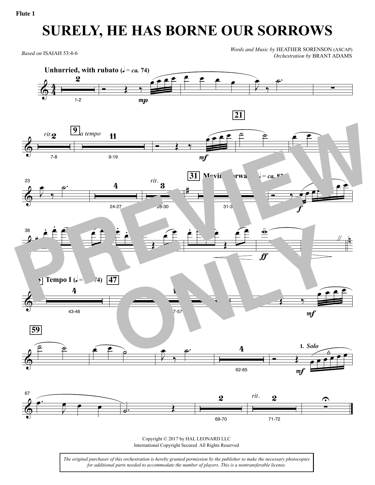 Product picture to: Surely, He Has Borne Our Sorrows - Flute 1