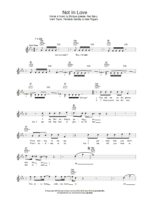 Produktgalerie: Seite 1 von 1 Not In Love, Enrique Iglesias, Melodieinstrument
