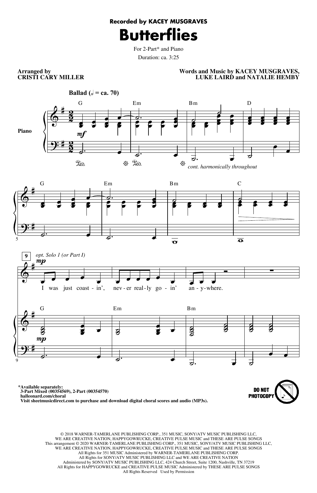 Produktbild zu: Butterflies (arr. Cristi Cary Miller)