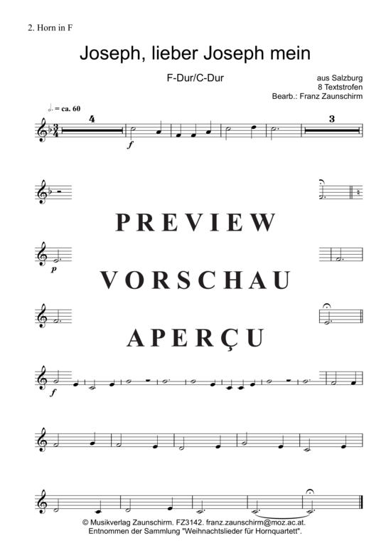 Produktgalerie: Seite 4 von 6 Josef, lieber Josef mein , , (Horn-Quartett)