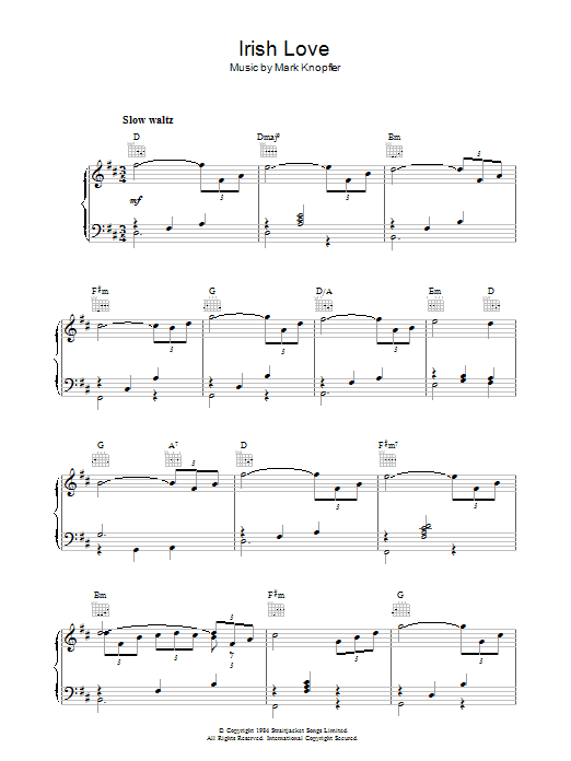 Produktgalerie: Seite 1 von 1 Irish Love (from Cal), Mark Knopfler, Klavier