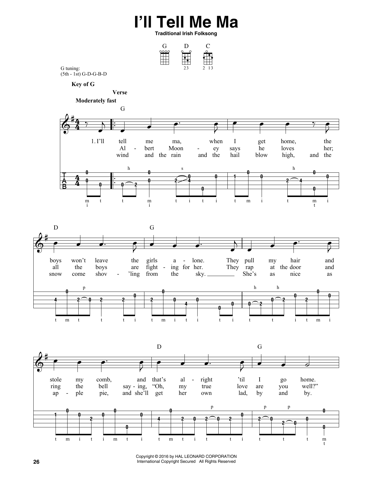 Product gallery: Page 1 of 1 I'll Tell Me Ma, Traditional Irish Folk Song