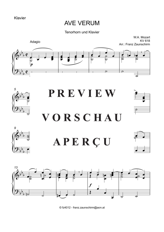 gallery: Ave verum , , (Tenorhorn in B + Klavier)