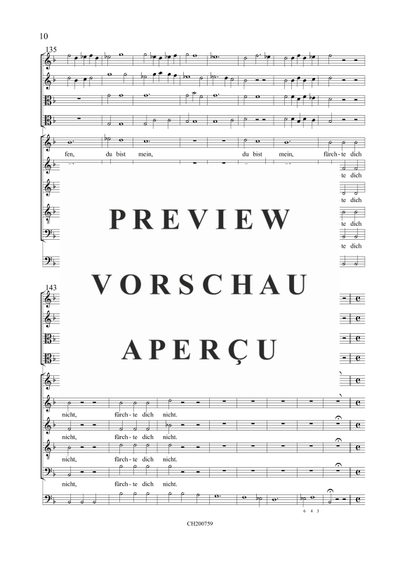 gallery: Fürchte dich nicht - Concerto à 10, , Gemischtes Ensemble SSATB, 2 Violinen, 2 Violen und BC
