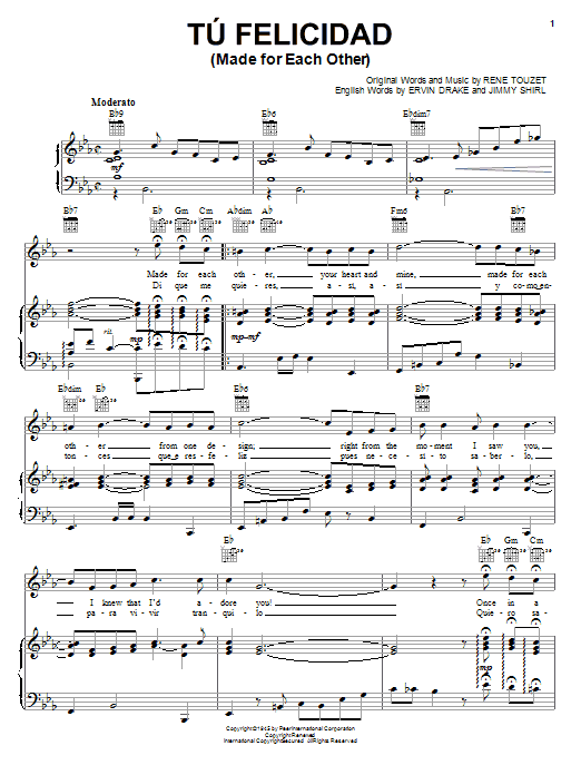 Produktgalerie: Seite 1 von 1 Tu Felicidad (Made For Each Other), Rene Touzet, Gesang, Gitarre, Klavier